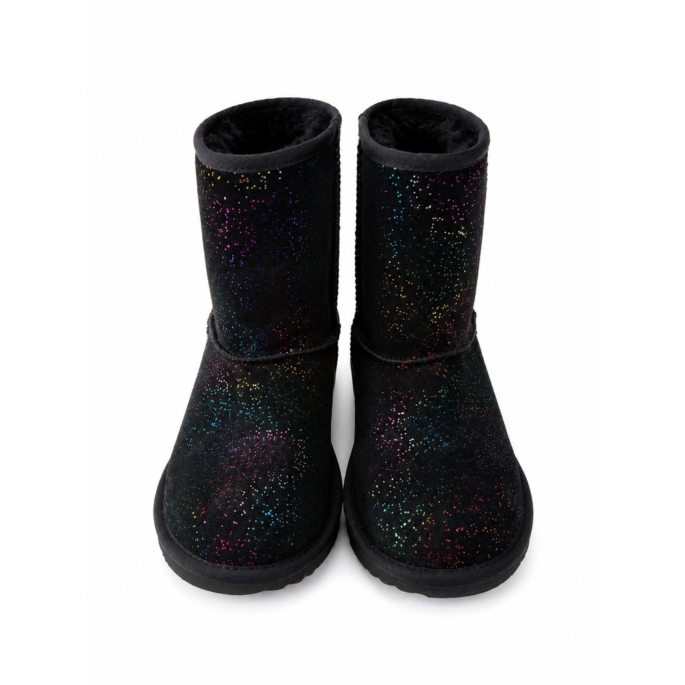 UGG Classic Short II Black Rainbow Glitter Suede Boots 1157708K 6 - Picture 3 of 8